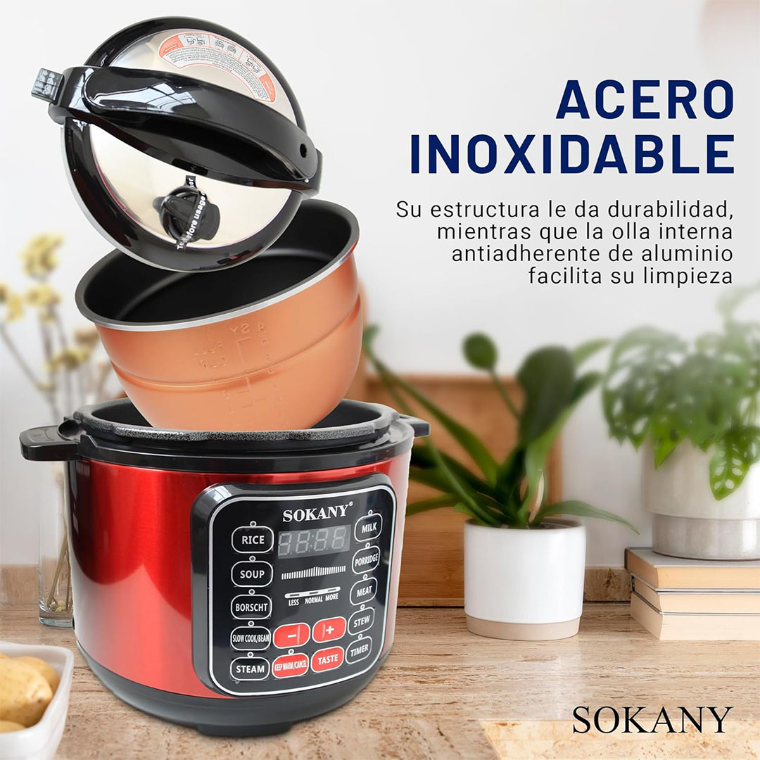 حلة ضغط سوكاني الكهربائية - 5 لتر - أحمر - sk-2402