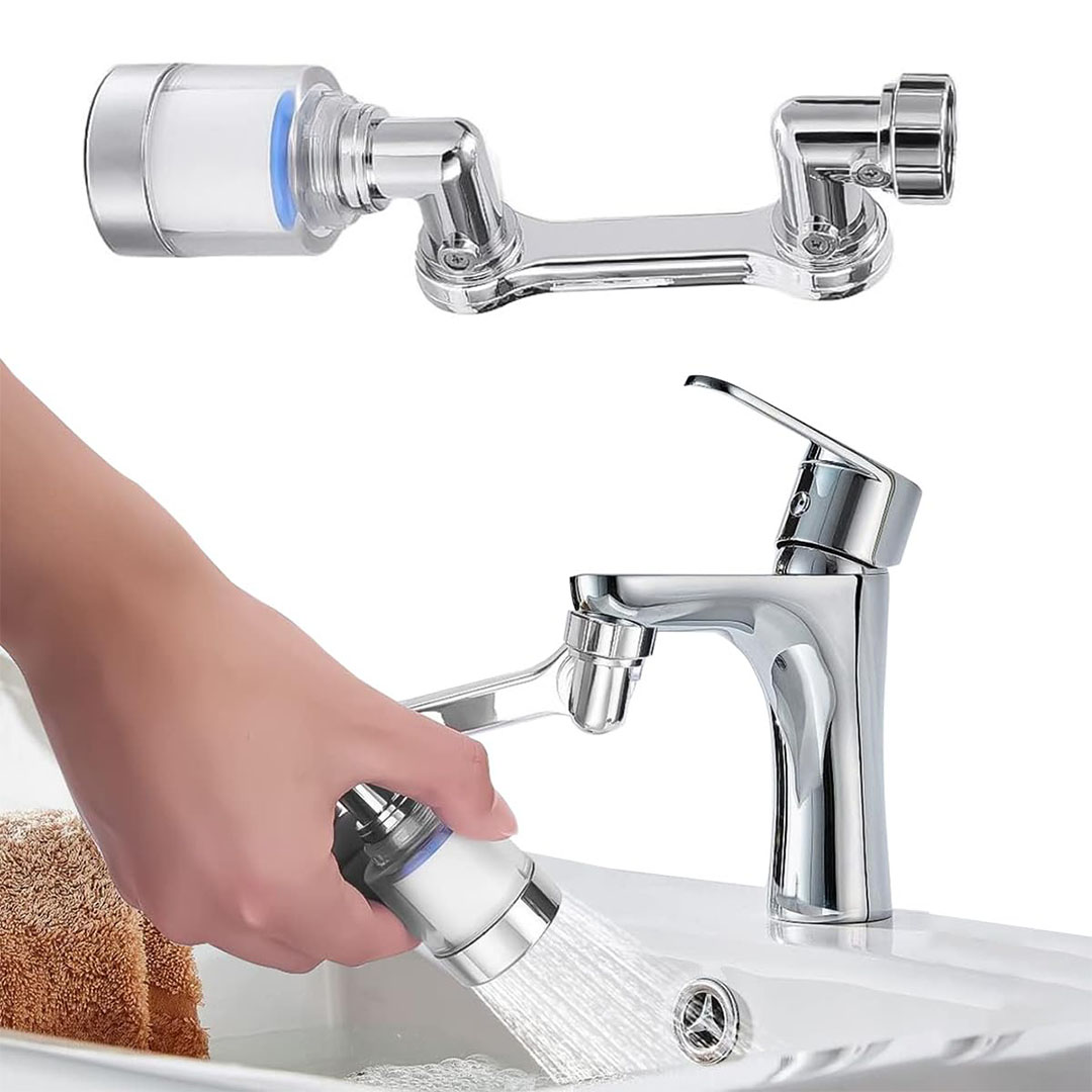 حنفية مياه دوارة بزاوية 720 درجة مع فلتر - فضي