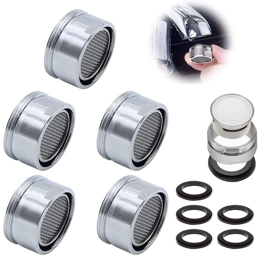 فلتر حنفية معدن - 5 قطع - فضي