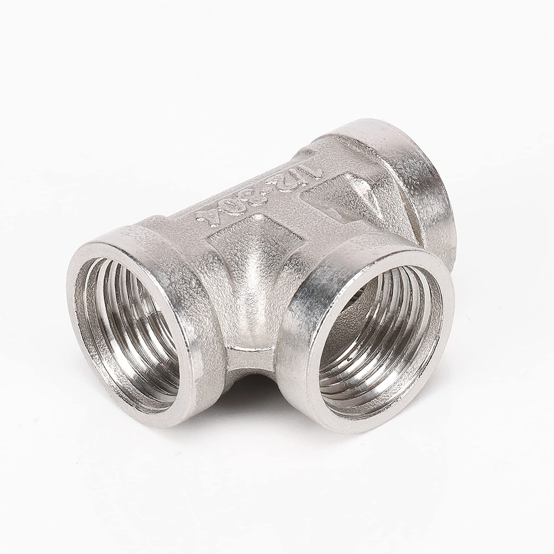 وصلة حرف T ستانلس ستيل 1/2 بوصة - فضي