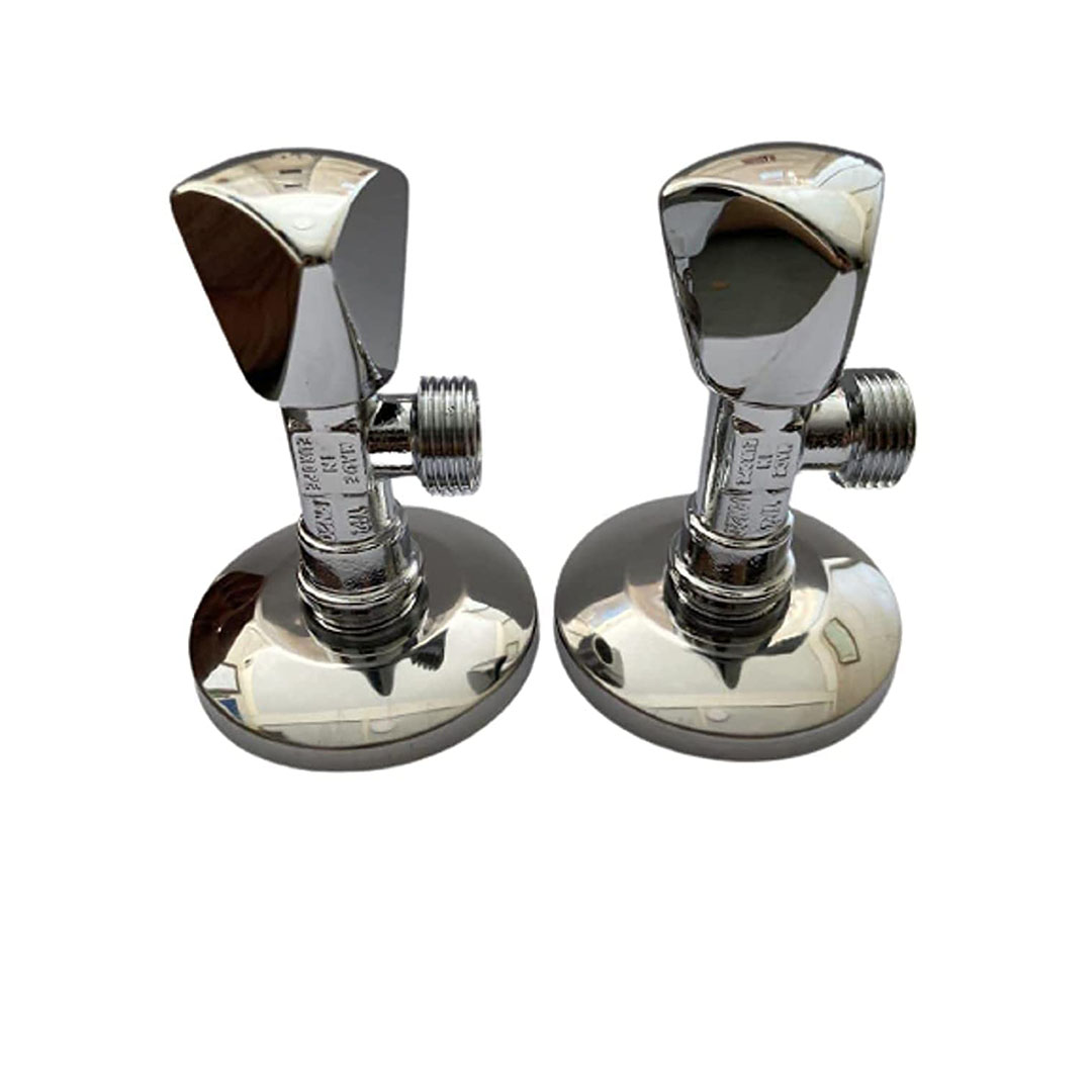 طقم محبس زاوية نحاس - 2 قطعة - فضي