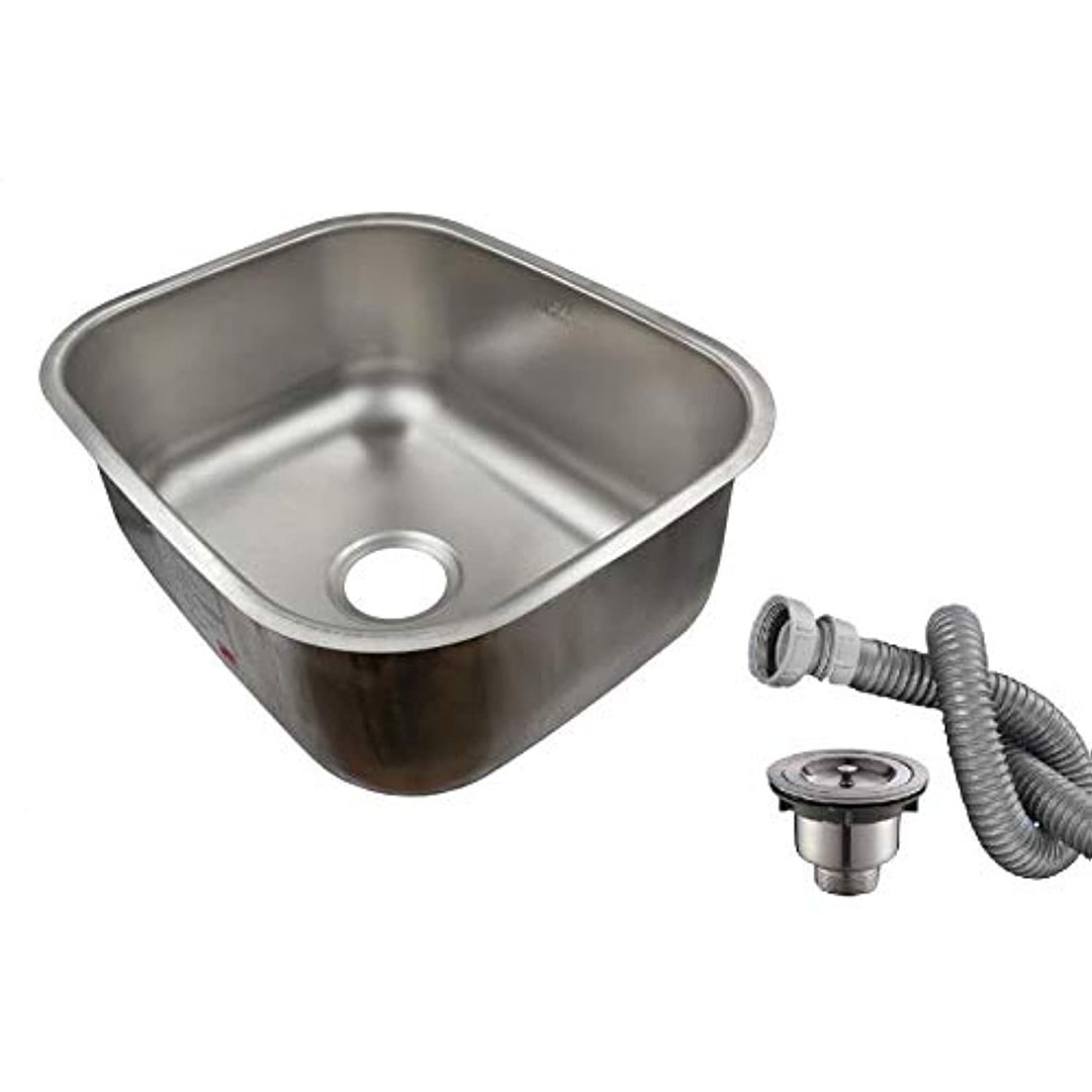 حوض مطبخ تركي ستانلس ستيل - 38 * 48 سم - فضي