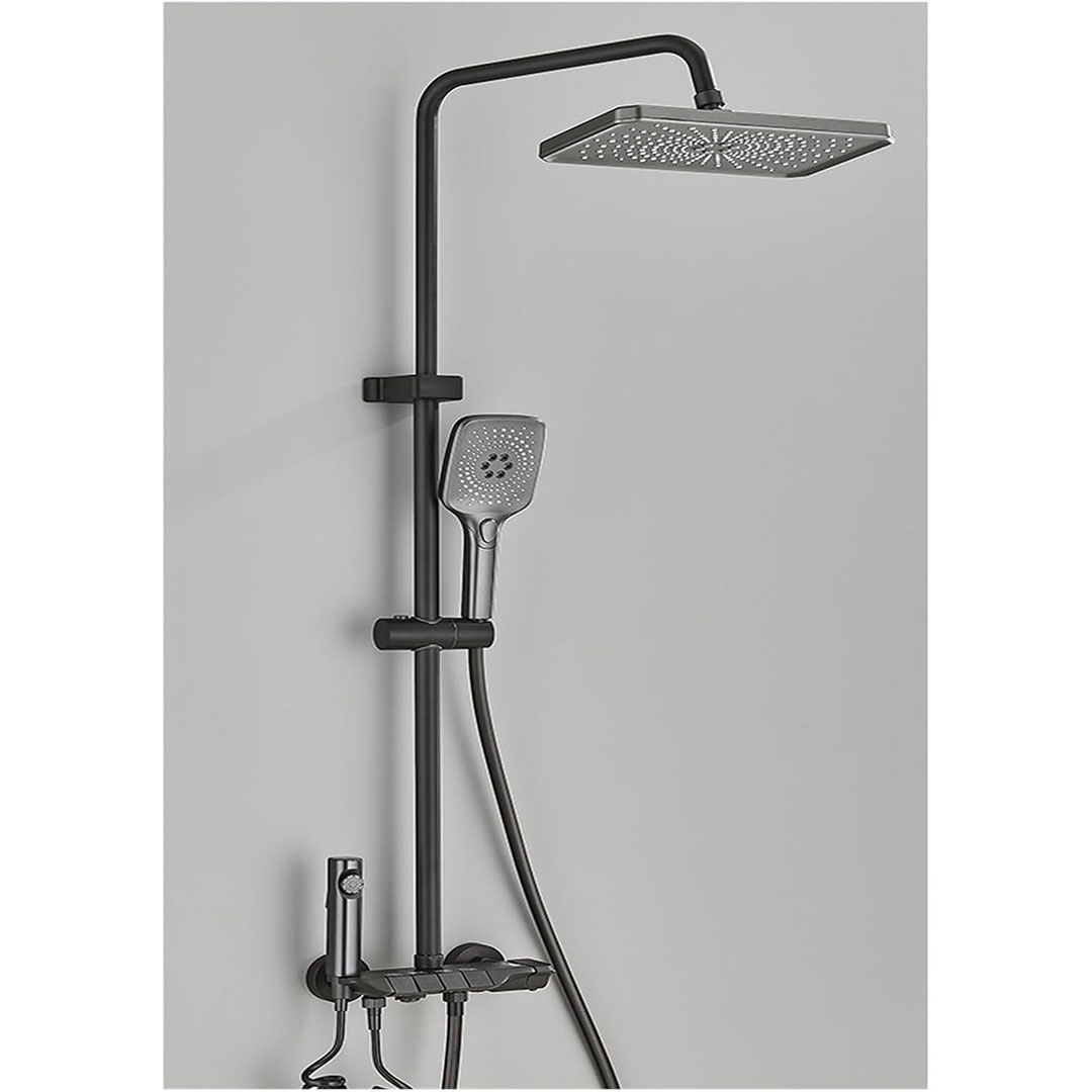 طقم خلاط دش حمام صنبور ساخن وبارد - أسود