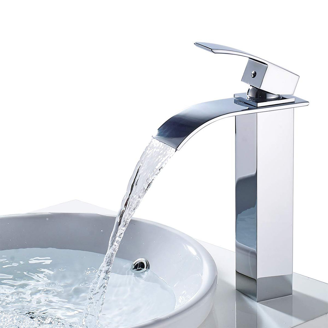 حنفية شلال نحاسية ساخنة وباردة - فضي