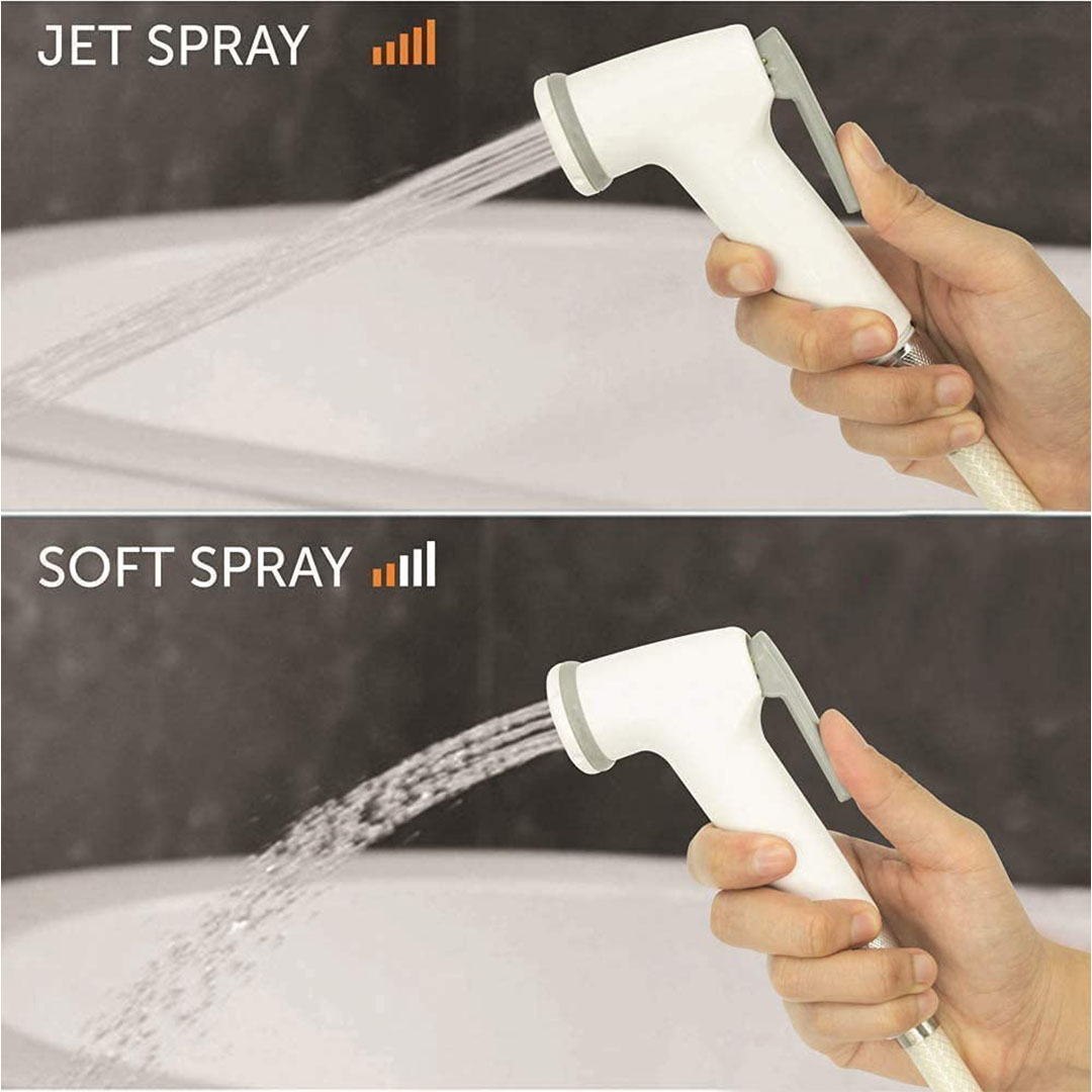 شطافة تواليت خارجية بلاستيك - 3 قطع - أبيض