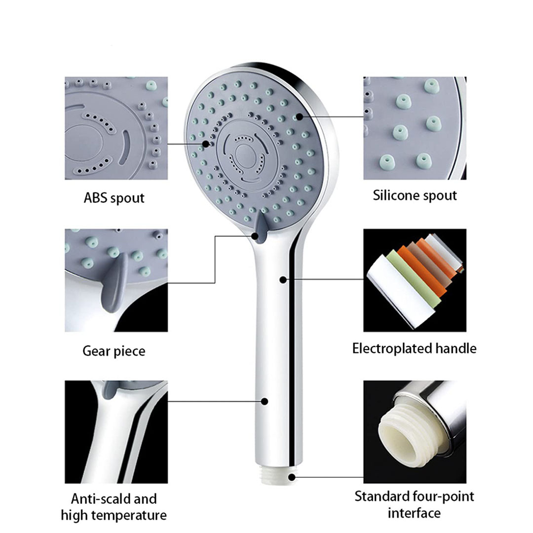 طقم دش سماعة بلاستيك - 3 قطع - فضي