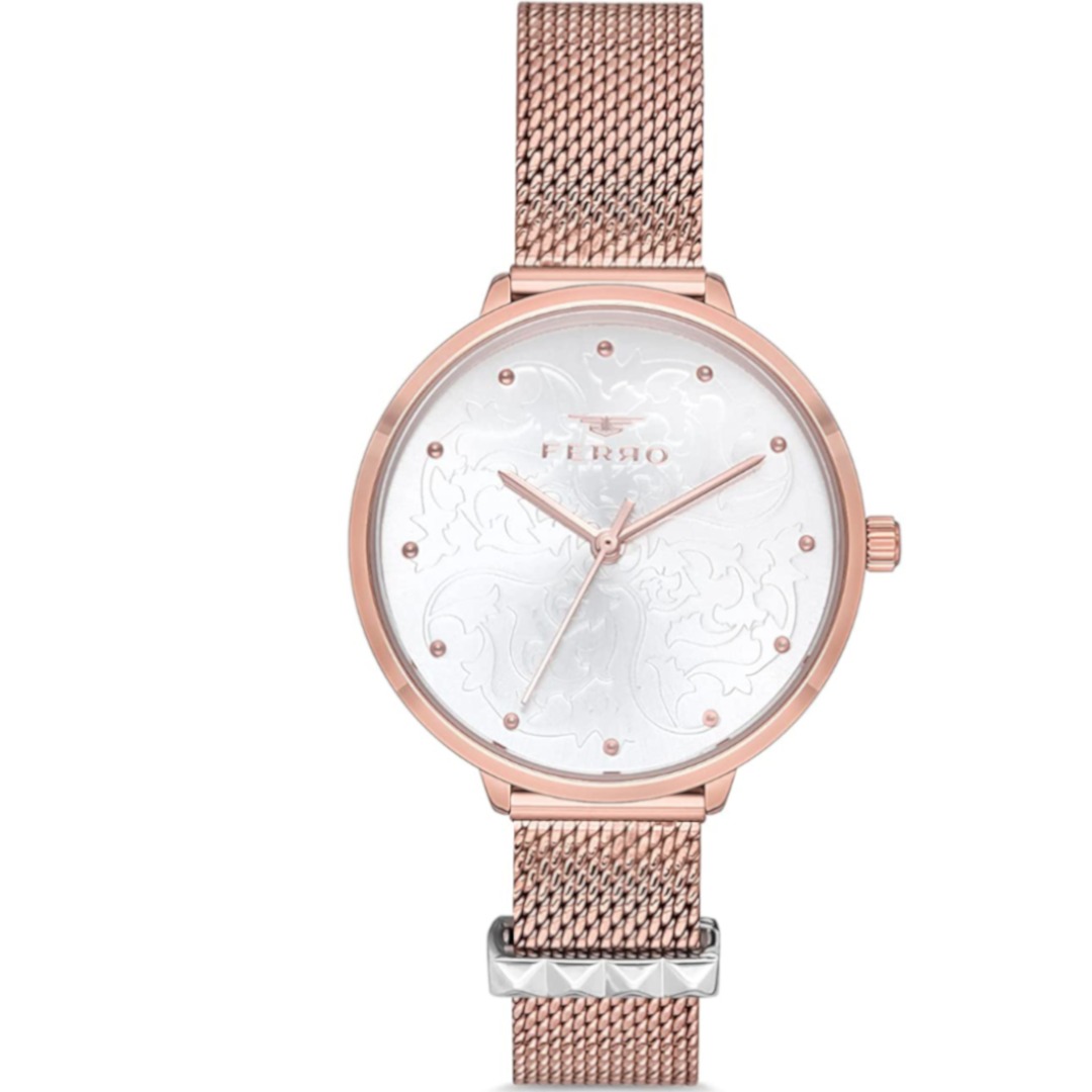 F21087C-C ساعة أنالوج حريمي - 33 ملم - ذهبي وردي