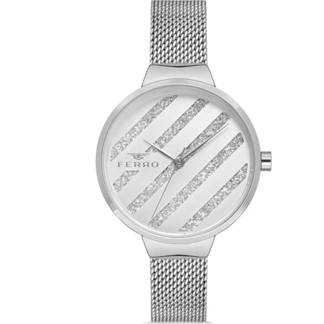 F21153C-A ساعة أنالوج حريمي - 33 ملم - فضي