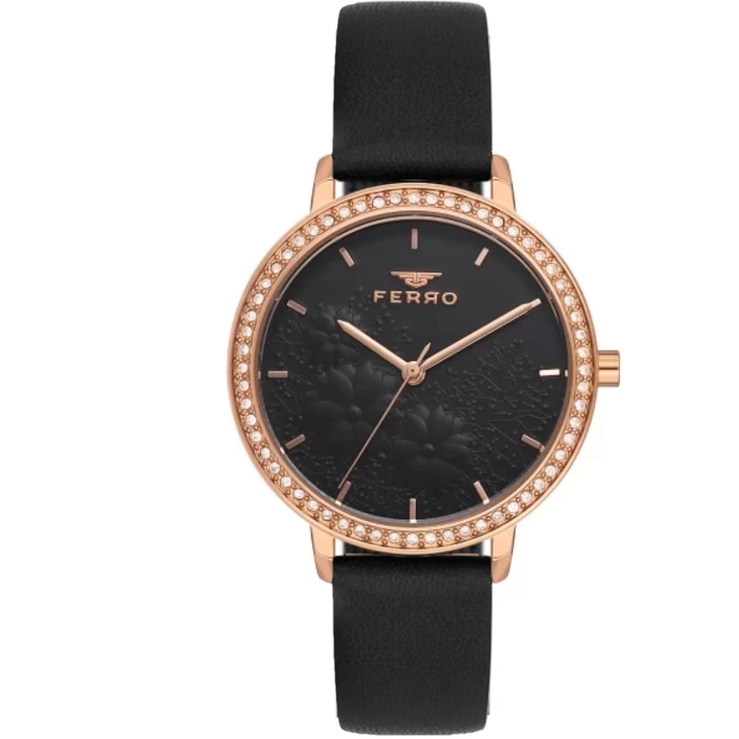 Fl21242B-T ساعة أنالوج حريمي - 34 ملم - أسود