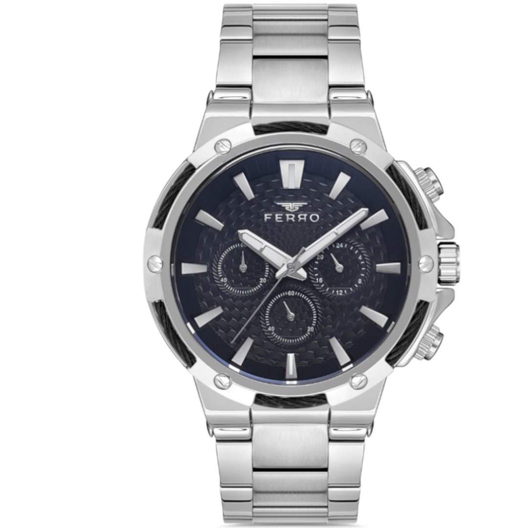 FM11168A-J2 ساعة أنالوج رجالي - 47 ملم - فضي