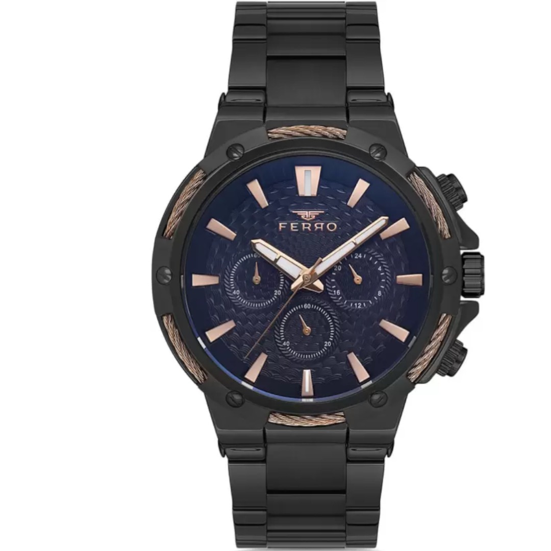 FM11168A-R ساعة أنالوج رجالي - 44 ملم - أسود