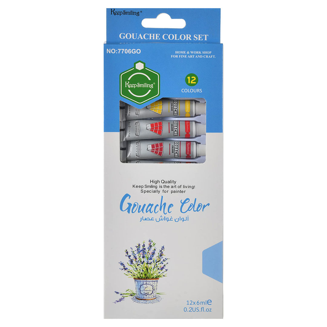 علبة الوان غواش - 12 لون - 6 مللي - متعددة الالوان