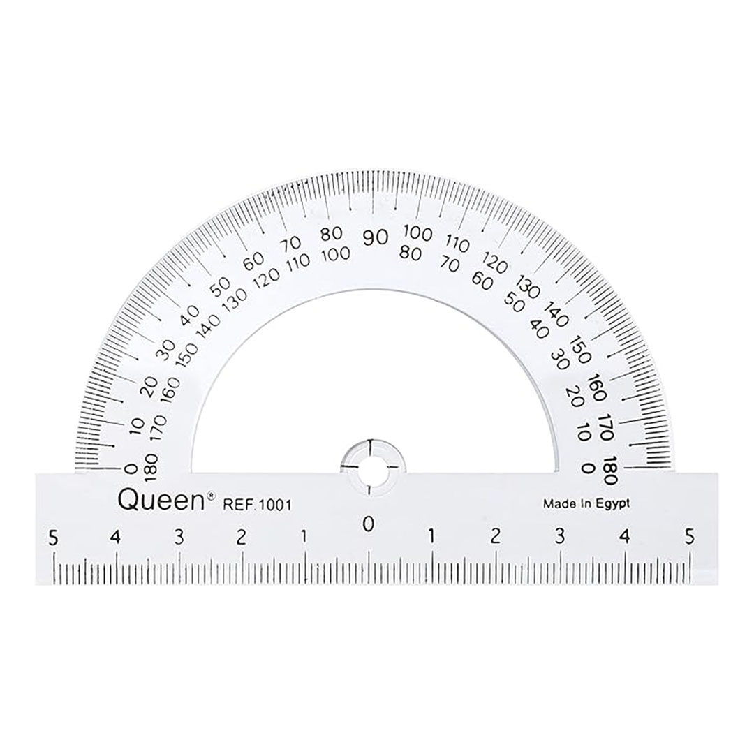 منقلة بلاستيكية بزاوية 180 درجة - 6 قطع - شفافة