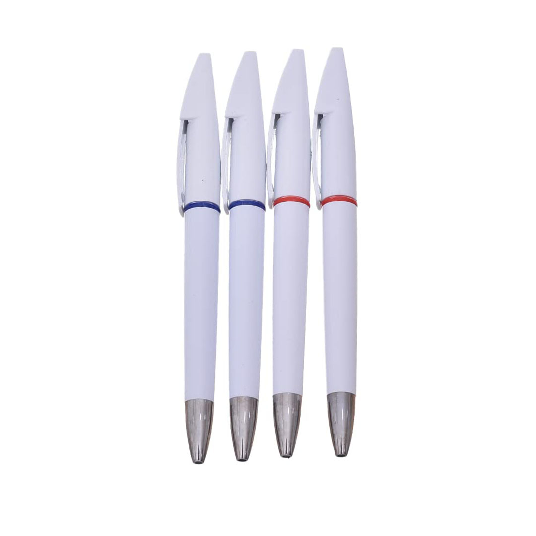 قلم حبر جاف - حبر ازرق، - 4 اقلام - ابيض