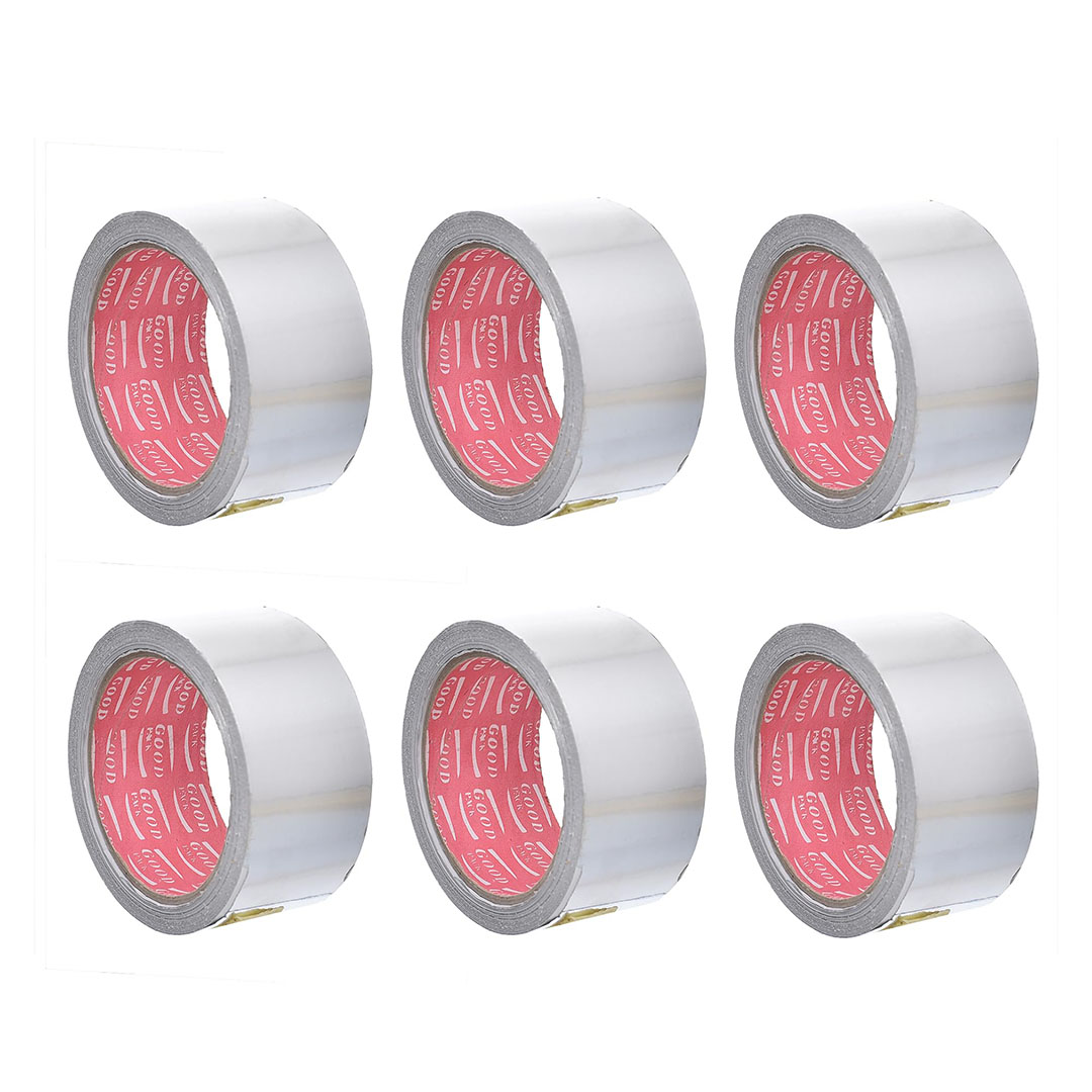 شريط لاصق مقاوم للحرارة ومقاوم للماء- 4.8 سم * 20 سم - 6 قطع - فضي