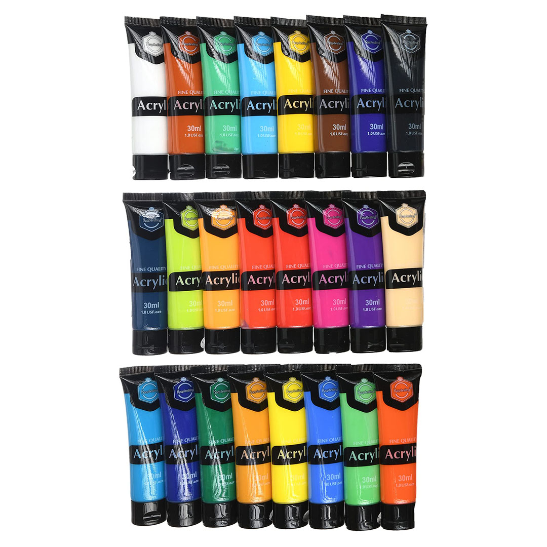 مجموعة الوان اكريليك - 24 لون - سعة 30 مللي - متعددة الالوان