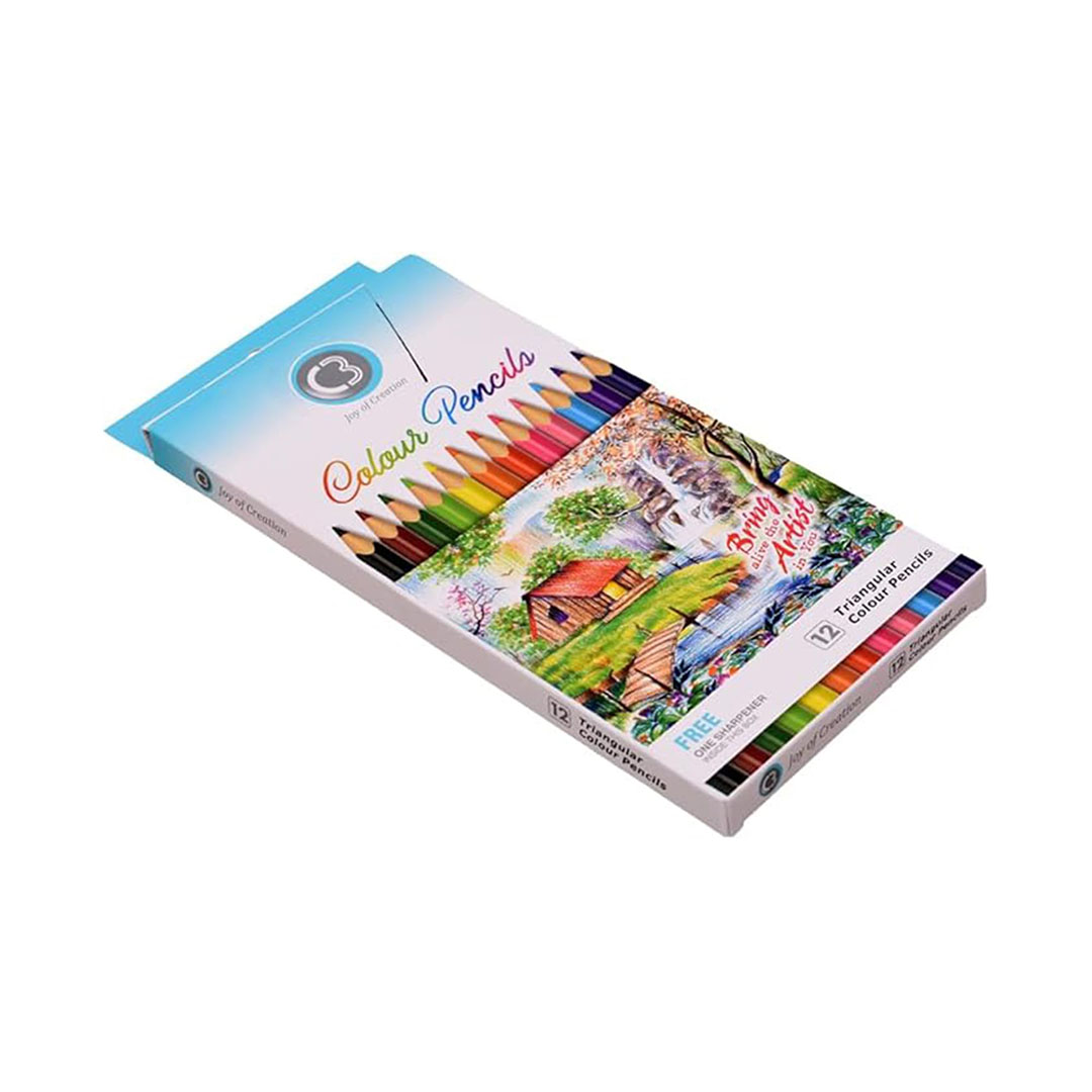 C3 8094 أقلام خشب للتلوين - 12 قطعة مع براية