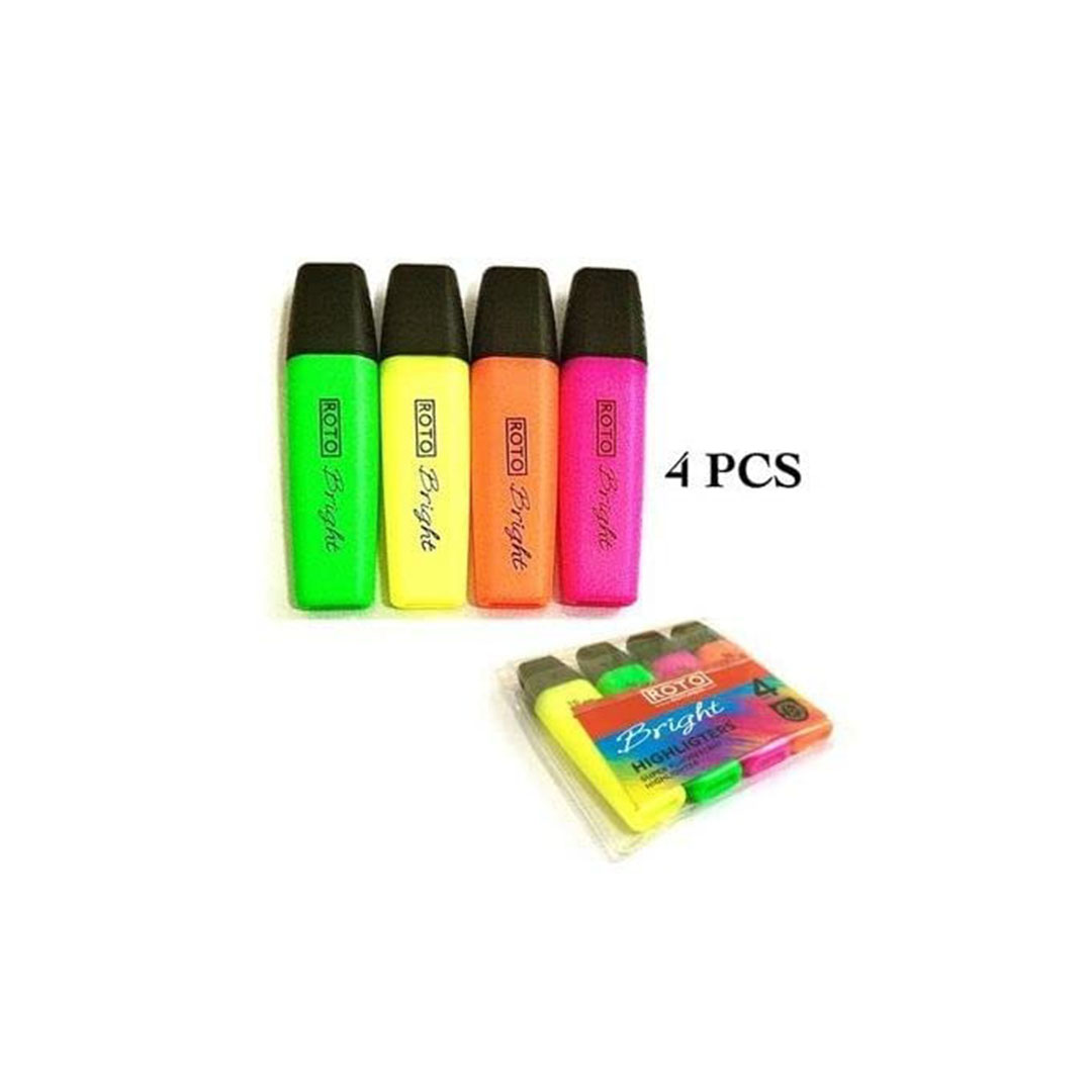 طقم اقلام تحديد فسفورى صغيرة - 4 قطع