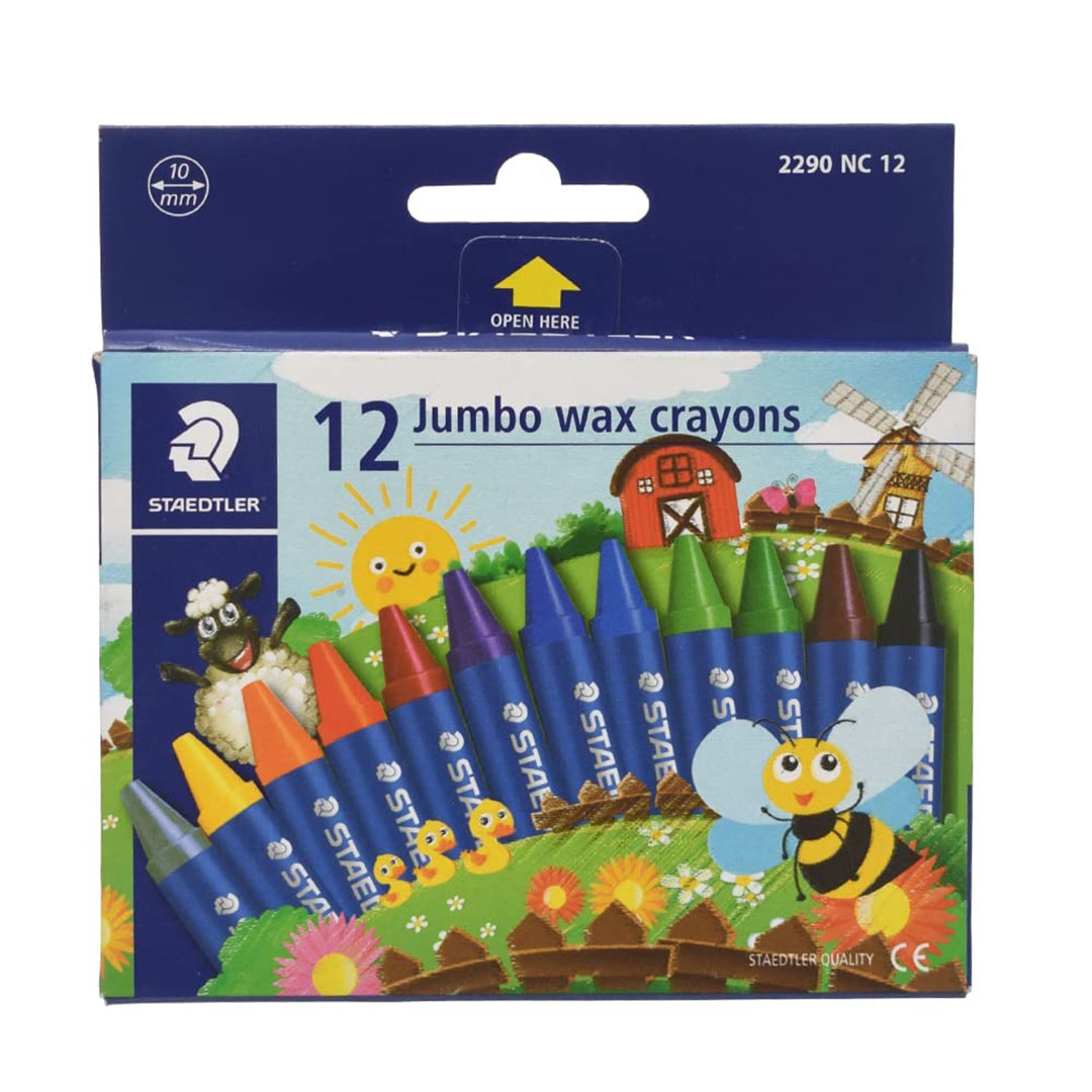 مجموعة اقلام شمع كبيرة - 12 لون - متعدد الالوان