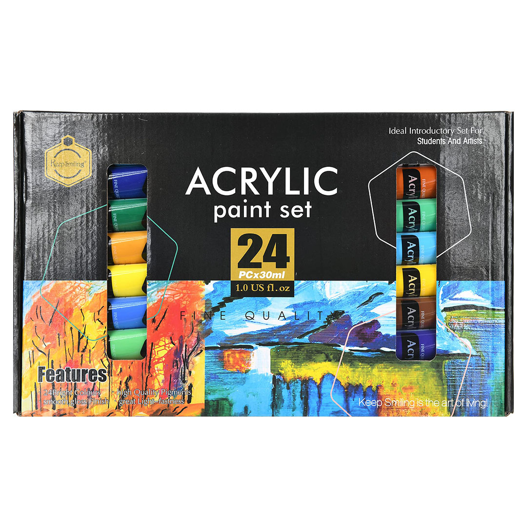 مجموعة الوان اكريليك - 24 لون - سعة 30 مللي - متعددة الالوان