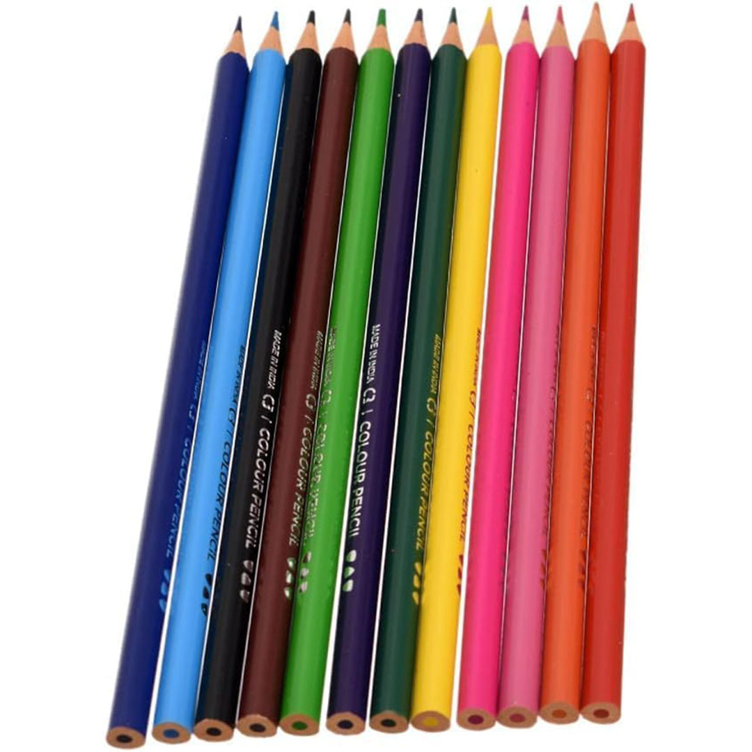 C3 8094 أقلام خشب للتلوين - 12 قطعة مع براية