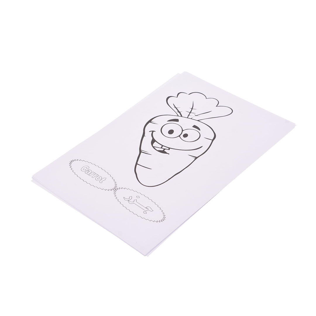 اوراق تلوين للاطفال "الخضراوات" - 8 بطاقات - أبيض