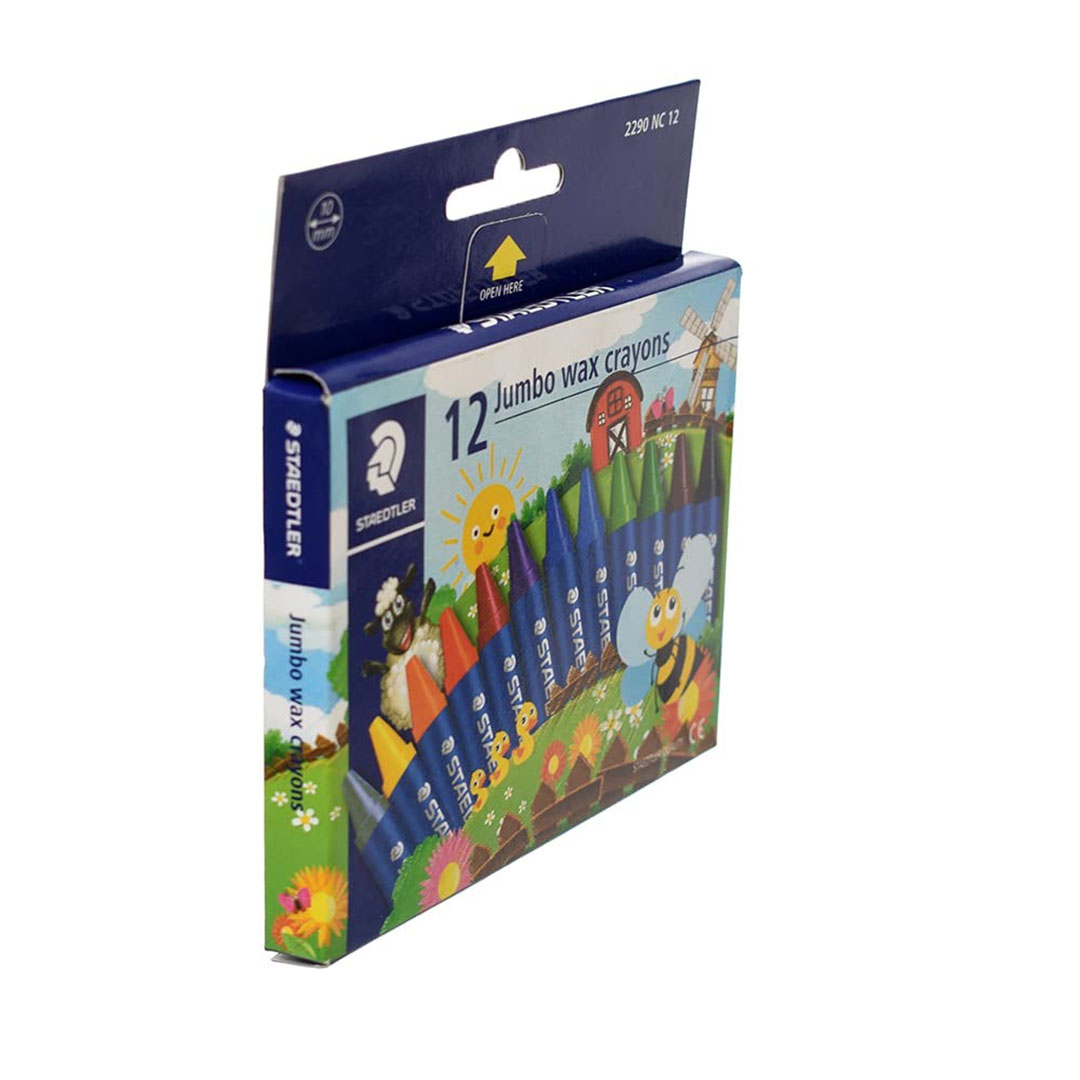 مجموعة اقلام شمع كبيرة - 12 لون - متعدد الالوان