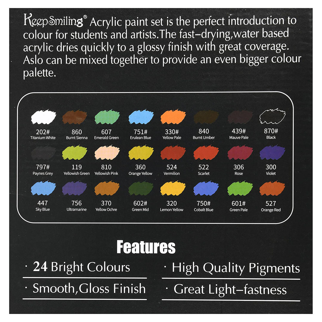 مجموعة الوان اكريليك - 24 لون - سعة 30 مللي - متعددة الالوان
