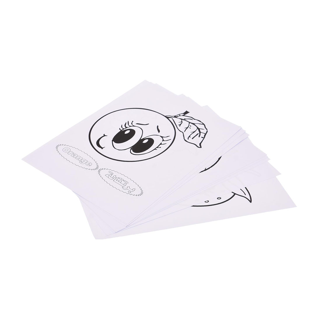 اوراق تلوين للاطفال "الفواكه" - 8 بطاقات - أبيض