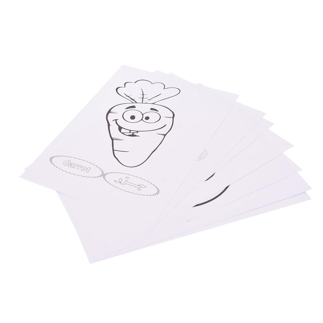 اوراق تلوين للاطفال "الخضراوات" - 8 بطاقات - أبيض