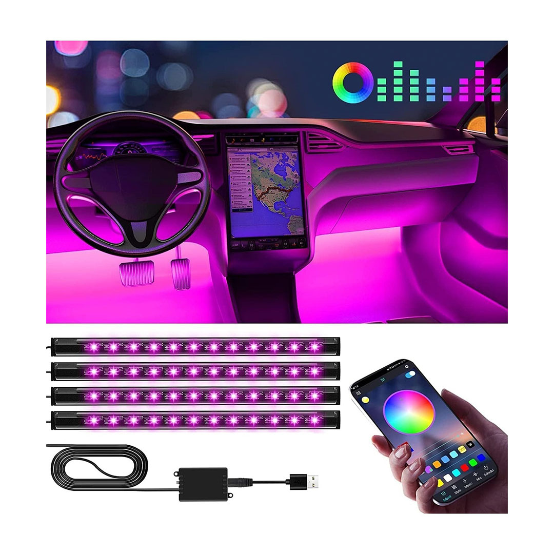 مصابيح داخلية للسيارة - 4 قطع - 7 الوان