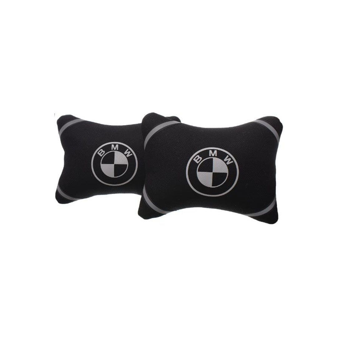 وسادة رقبة للسيارة 2 قطعة - BMW - أسود/أبيض