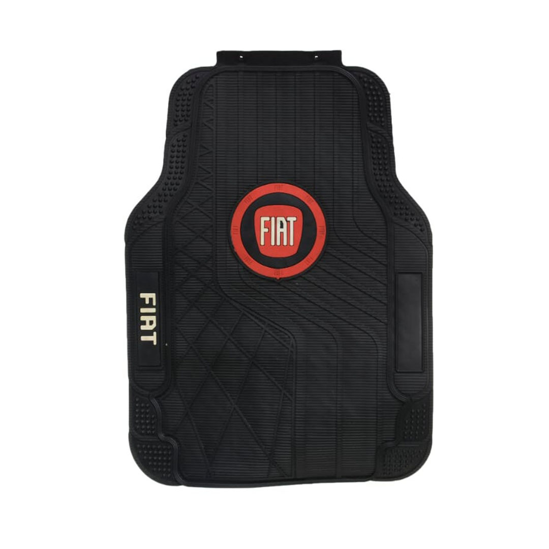 طقم دواسات جلدية مع شعار فيات - 5 قطع - أسود أحمر