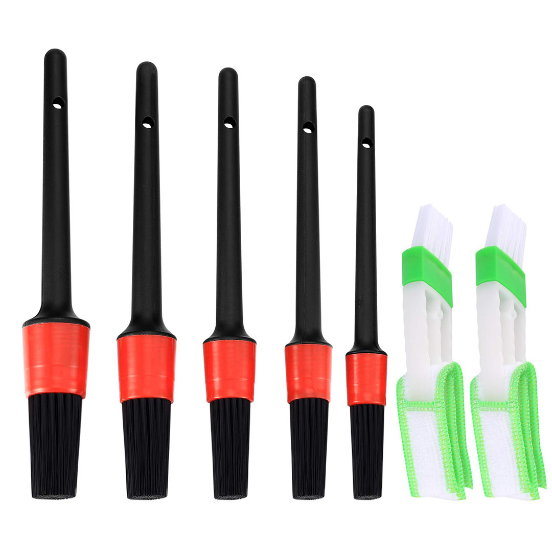 مجموعة فرش لتنظيف السيارة - 7 قطع - متعدد الألوان