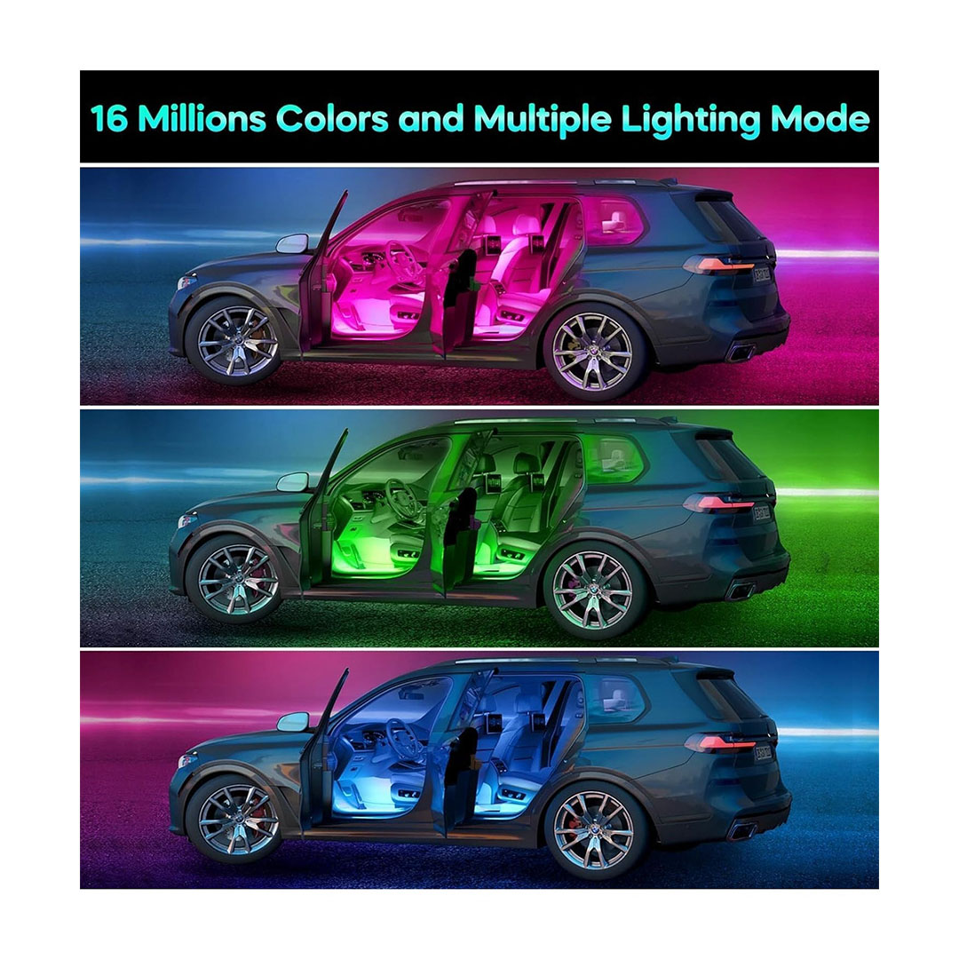 مصابيح داخلية للسيارة - 4 قطع - 7 الوان