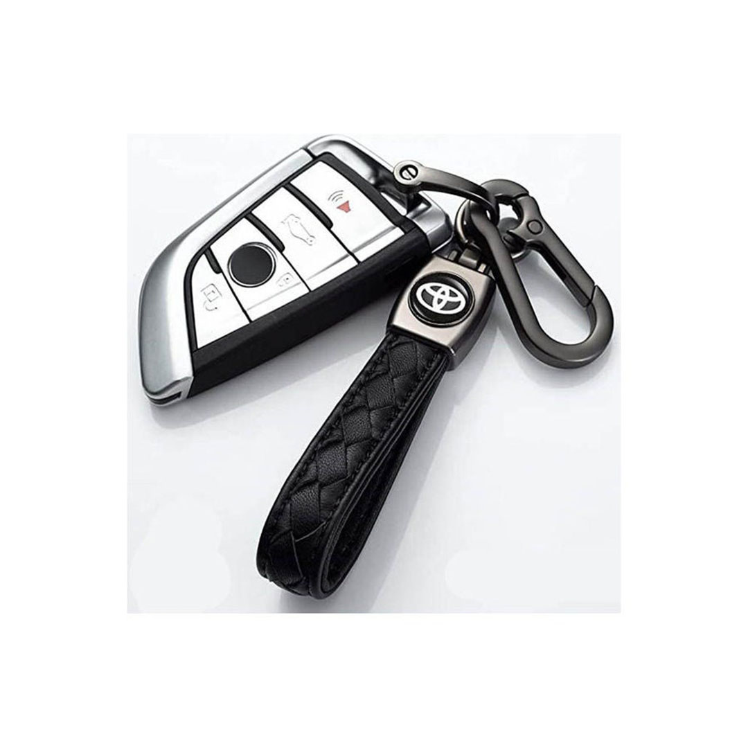 سلسلة مفاتيح من الجلد الطبيعي لسيارة تويوتا - أسود