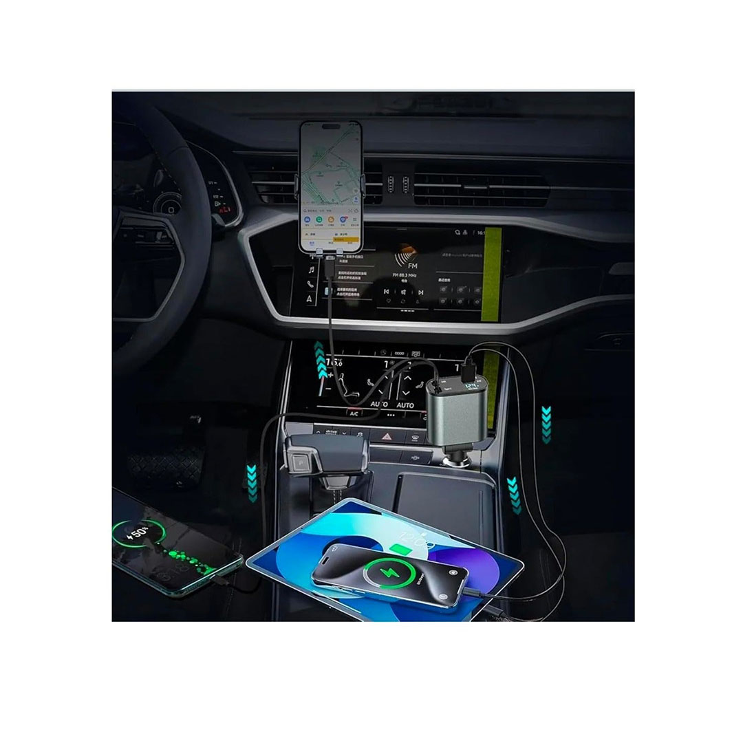 جهاز إرسال FM لاسلكي بتقنية بلوتوث من Flash Energy PD20W+QC3.0 - بمنفذي USB - مع شحن عالي السرعة وبث صوتي فائق الوضوح للأجهزة الذكية - أسود