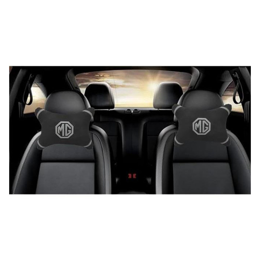 وسادة للرقبة لسيارة MG - 2 قطعة - أسود /أبيض