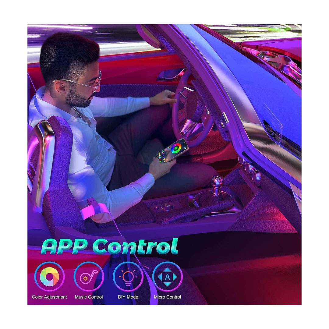 مصابيح داخلية للسيارة - 4 قطع - 7 الوان