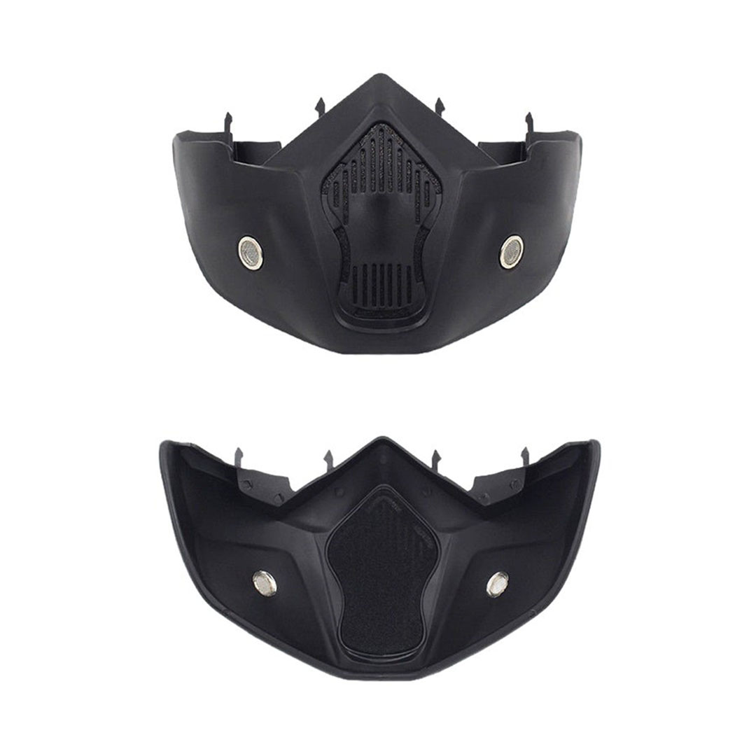 قناع للوجه للدراجات النارية مع نظارة - أسود