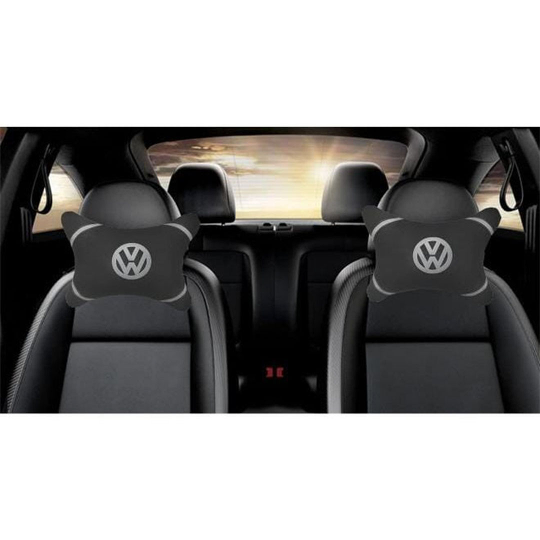 وسادة رقبة للسيارة 2 قطعة - فولكس فاجن - أسود/أبيض