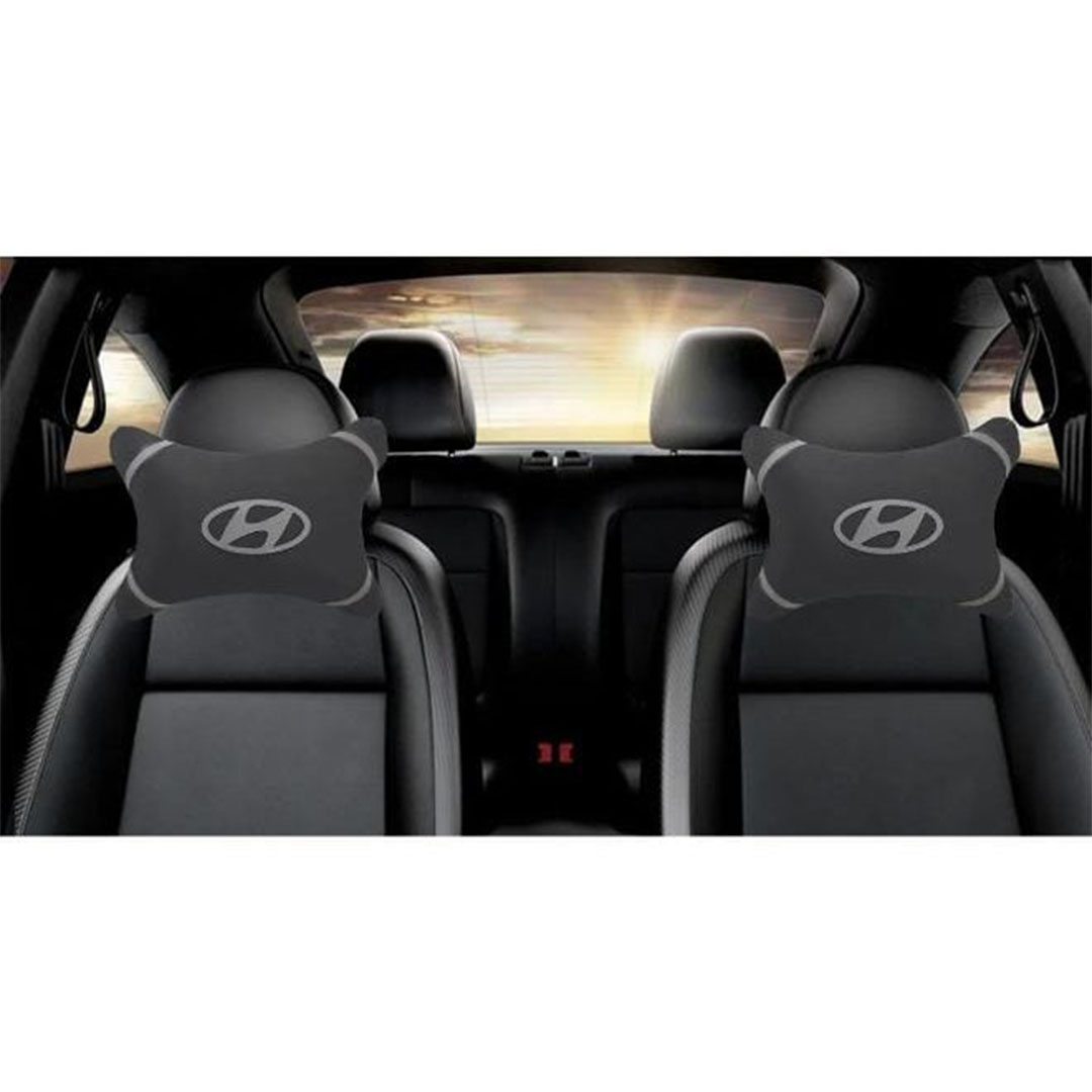 وسادة رقبة للسيارة 2 قطعة - هيونداي - أسود/أبيض