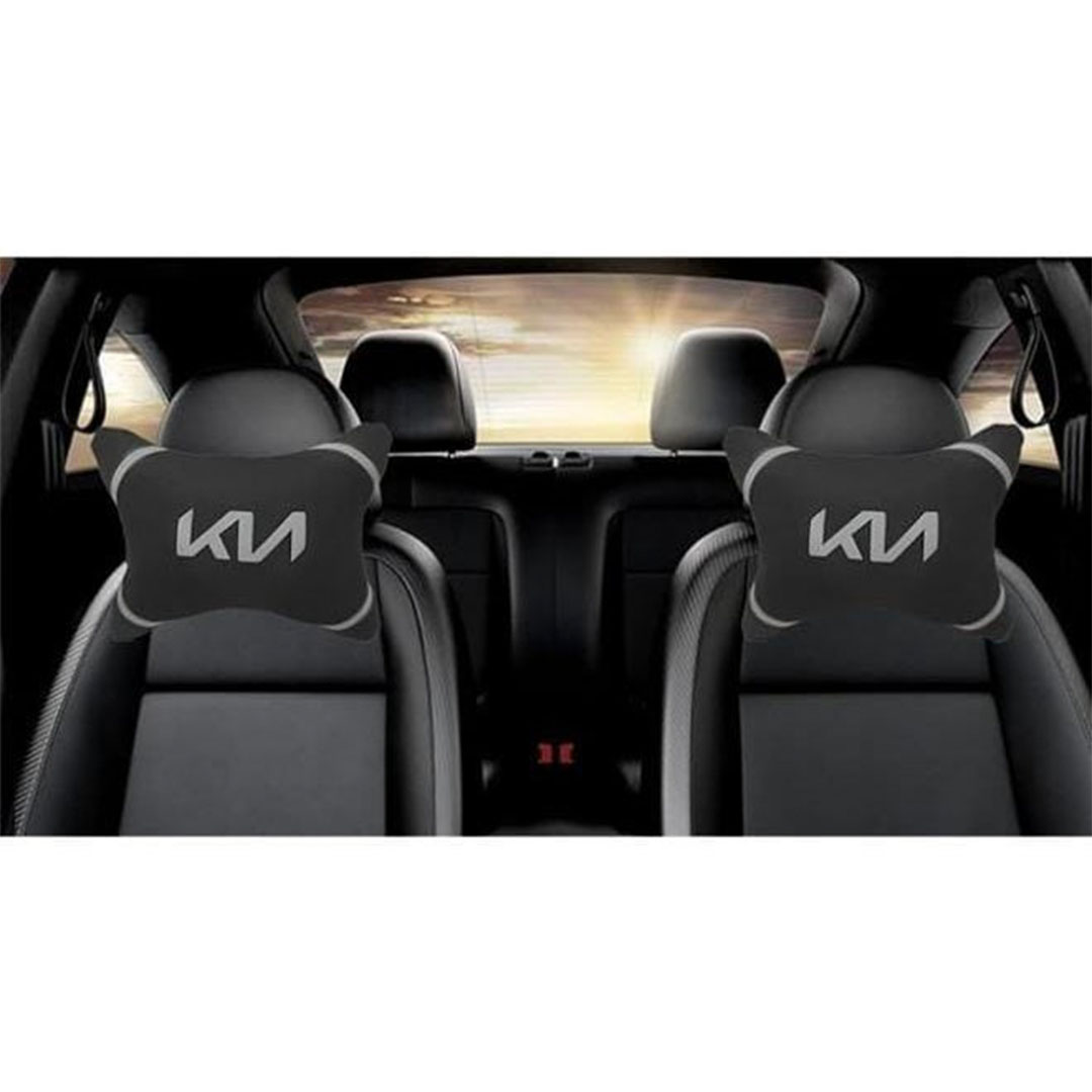 وسادة رقبة للسيارة 2 قطعة - كيا - أسود/أبيض