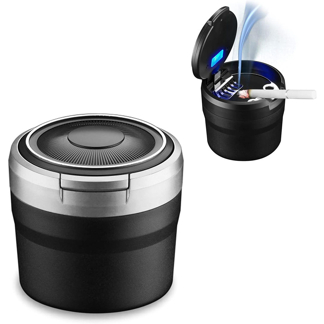 طفاية سجاير للعربية - مصباح LED وغطاء قابل للطي