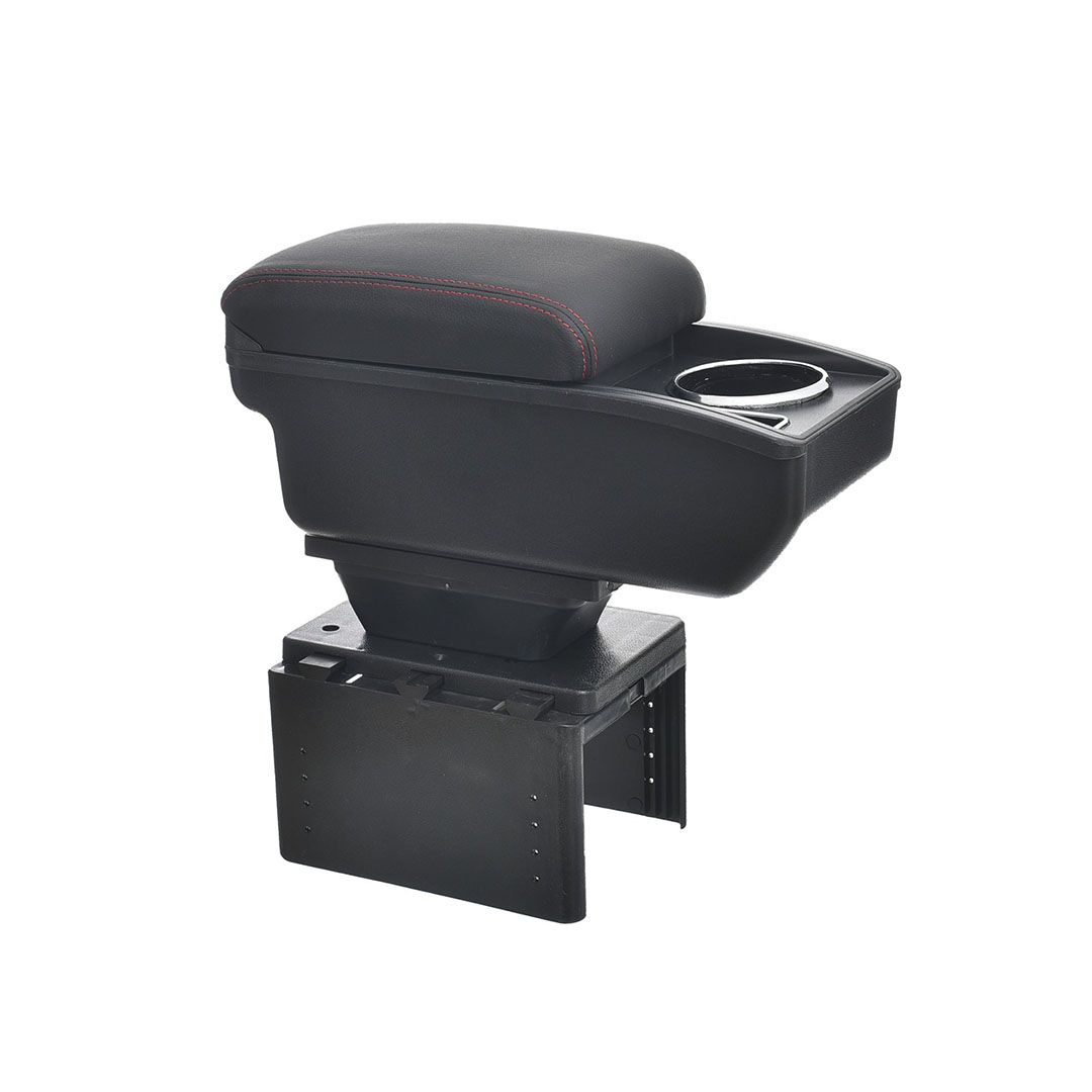 صندوق مسند ذراع السيارة مع حامل أكواب مدمج ومساحة تخزين واسعة للسيارات ومنفذ USB - أسود