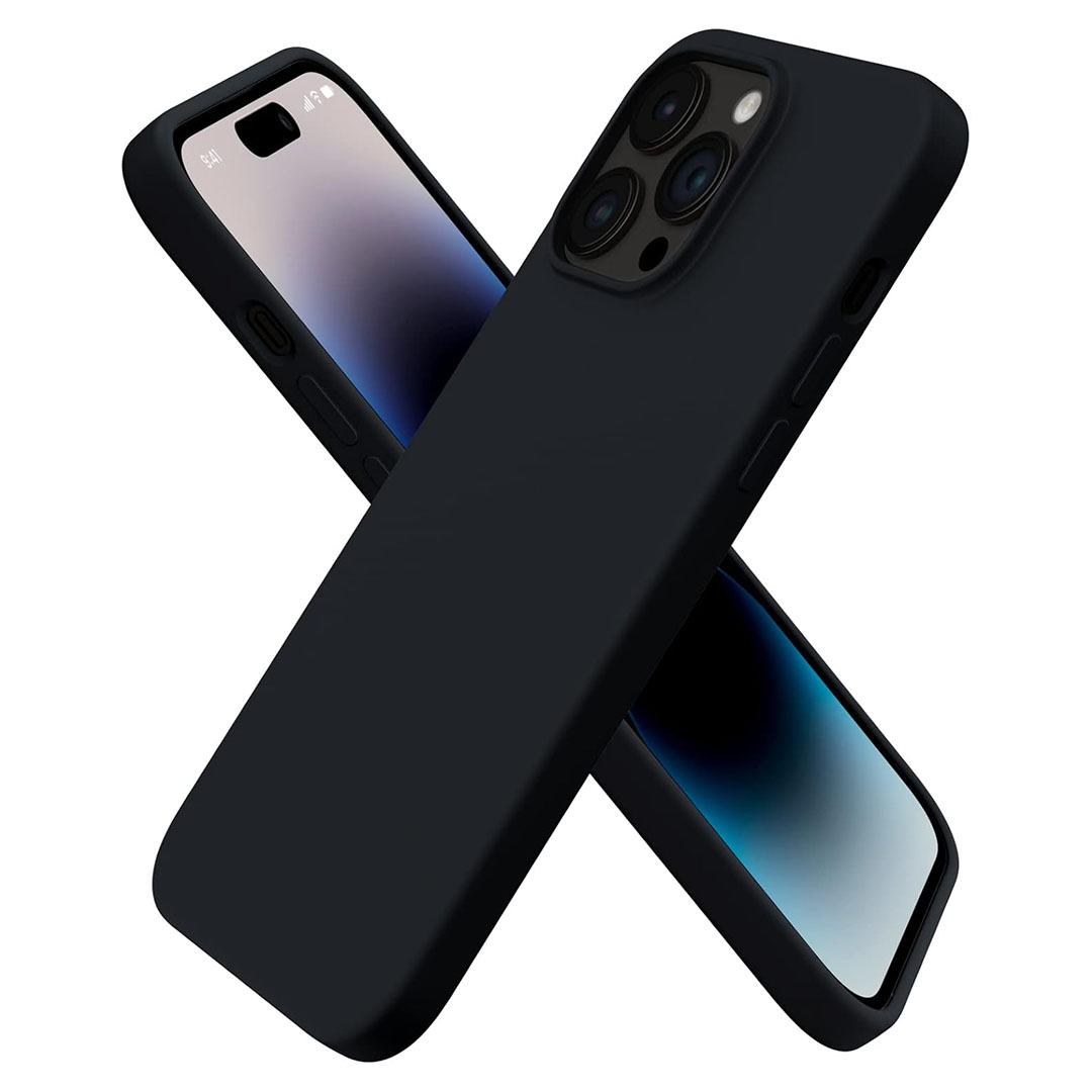 جراب حماية من السيليكون لموبايل ايفون 14 برو ماكس - أسود