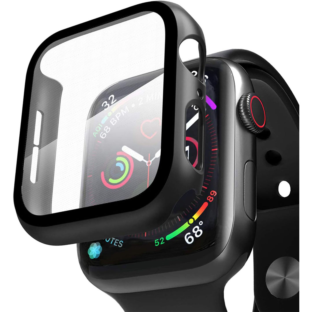 جراب بشاشة حماية لساعة ابل واتش - 38 مللي - أسود