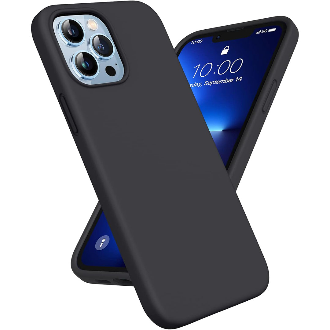 جراب حماية من السيليكون لموبايل ايفون 13 برو ماكس - أسود