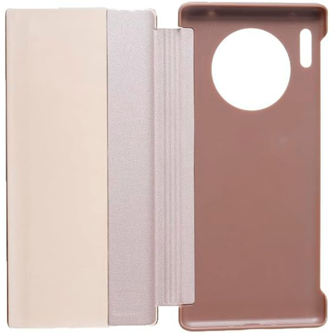 جراب جلد بغطاء قابل للطي لموبايل هواوي ميت 30 برو - وردي