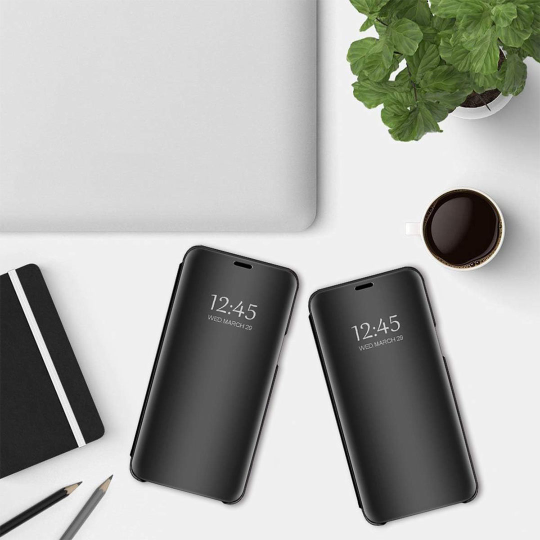 جراب بغطاء قابل للطي لموبايل سامسونج جالاكسي S24 الترا - أسود